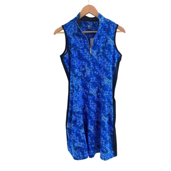 Tail Blue Geometric Honeycomb Patterned Golf Dress w/Pockets Size M Pickleball - Picture 1 of 8